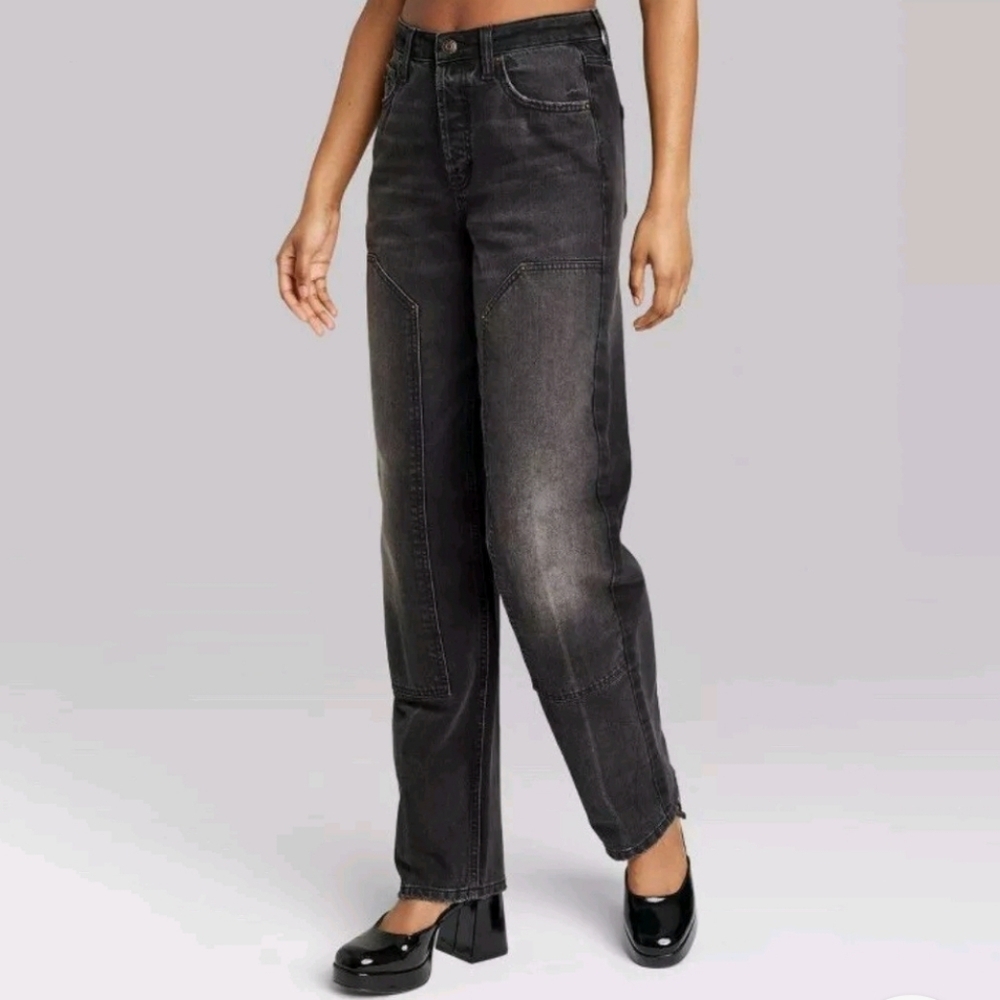 Wild Fable High-Rise Straight EasyRigid Black Wash Jeans Size 17/32"